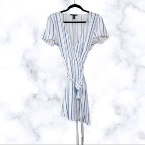 Blue and White Wrap Waist Sundress